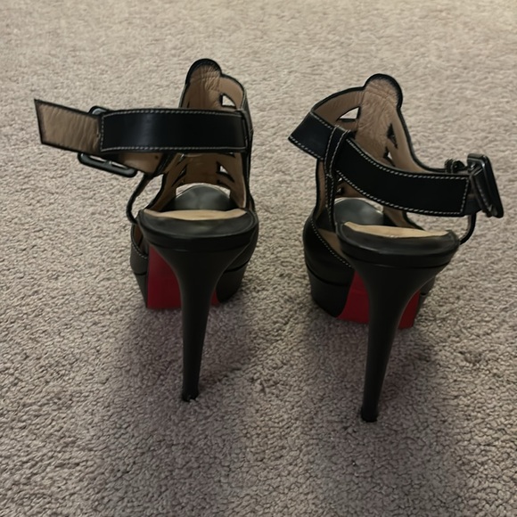 Christian Louboutin black booties with white stitching on front - Picture 3 of 7